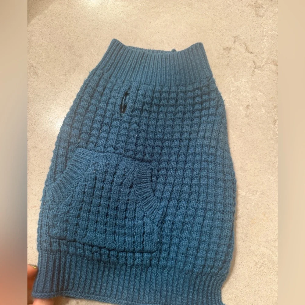 Teal blue knit dog pet Sweater Sz xs - Picture 3 of 5